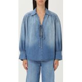 Pinko - V-hals Blouse - Blauw - Katoen
