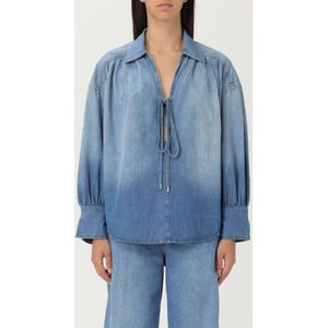 Pinko - V-hals Blouse - Blauw - Katoen
