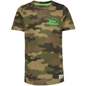 Vingino T-shirt HALVAR Met Camouflageprint Groen - Maat 8J / 128cm