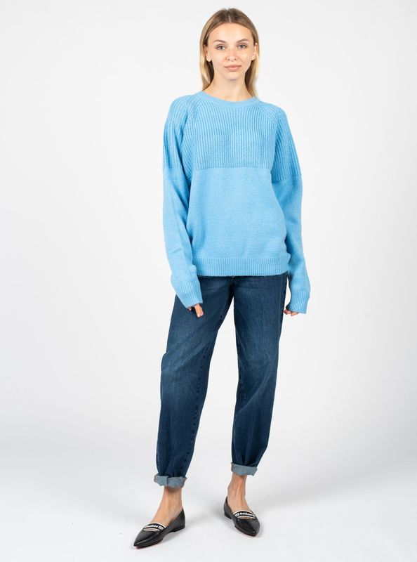 Silvian Heach - Rondgebreide Trui - Blauw - Dames - Nylon