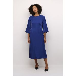 Jurk - Tight Fit - Blauw - Midi Lengte - 3/4 Mouwen