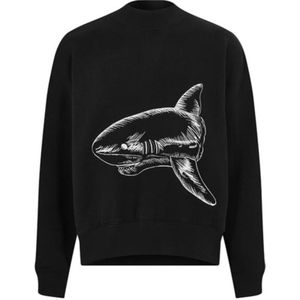 Palm Angels Split Shark Logo Crew Neck Black Sweater