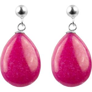 Luxenter oorbellen, 925 sterling zilver, kenitna en roze agaat, gerhodineerd