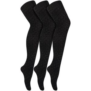 Sock Snob - 3 paar Glitterpanty's voor Dames in Goud of Zilver - Zwart Zilver