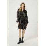 Kaffe - Sofie - Jurk - Goud/Zwart - Knielengte - Lange Mouw