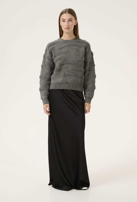 Karen by Simonsen - Kbrosanne Oneck Strik - Trui - Grijs - Lange Mouwen