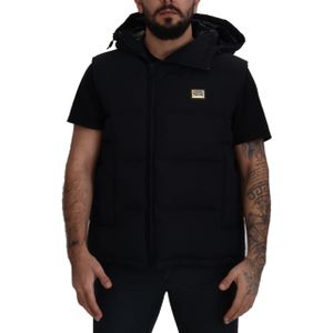 Dolce & Gabbana Zwarte Polyester Kapmouwloze Herenjas
