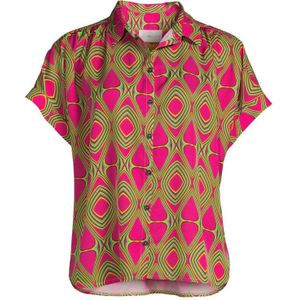 Jane Lushka blouse Romy met grafische print en plooien fuchsia/groen