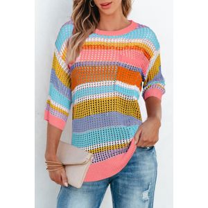 Regenboog Gehaakte Mesh Trui
