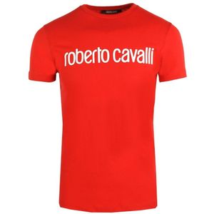 Roberto Cavalli Heren Rood Katoenen T-Shirt