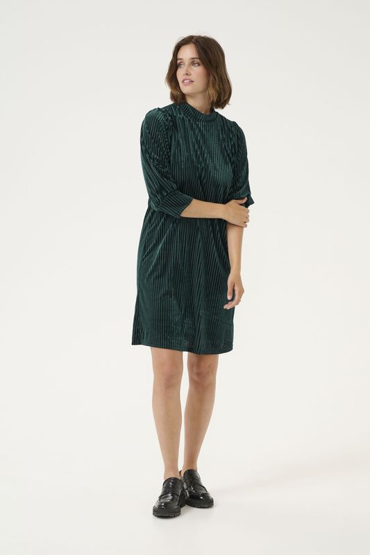 Jurk - Groen - Regular Fit - Boven de Knie - 3/4 Mouwen - 100% Polyester