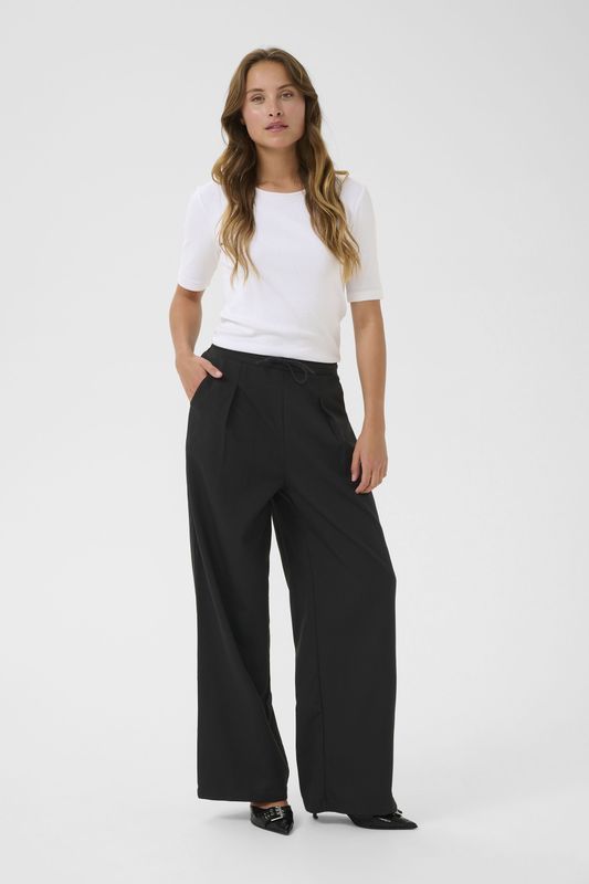 Kaffe - Broek - Zwart - Lauren - Wide Leg - Mid Waist