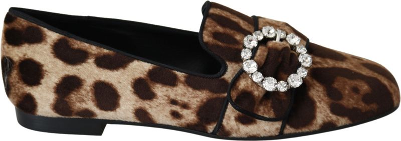 Dolce Gabbana - Instappers Flats - Bruin - Luipaardprint - Kristallen