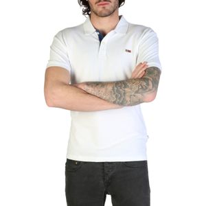Napapijri - Heren Slim Fit Polo Shirt - Wit - 97% Katoen, 3% Elastaan