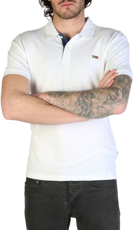 Napapijri - Heren Slim Fit Polo Shirt - Wit - 97% Katoen, 3% Elastaan
