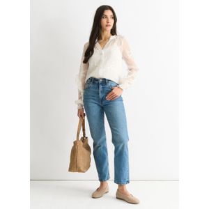 Geborduurde top met pofmouwen