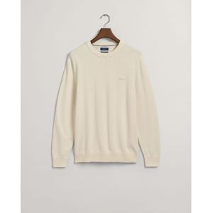Gant Supima Sweater Met Ronde Hals Voor Heren, Crème - Maat XL