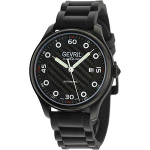 Gevril Heren Canal St 46400 Zwitsers automatisch 3 wijzers, Sellita SW200 beweging zwart rubberen horloge