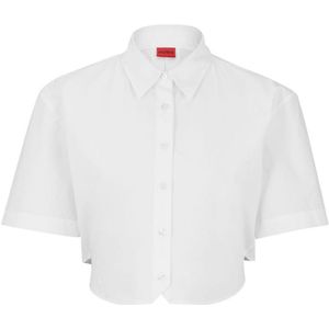 Hugo Dames/Dames Enovia Cropped Regular Blouse (Wit)
