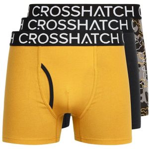 Crosshatch Heren Lynol Boxershorts (Pack of 3) (Geel)