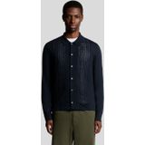 Lyle & Scott wolmix kabelgebreid overhemd - zwart