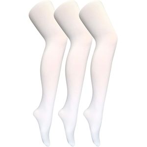 3 paar dames gekleurde ondoorzichtige 80 denier panty's - Wit