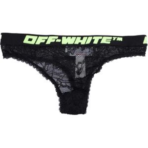 Off White Dames/Dames Kanten String (Zwart)