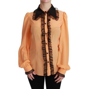 Dolce & Gabbana Gele Zijde Pailletten Kant Blouse Shirt