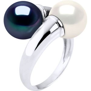 Ring YOU AND ME Zoetwater Pearl White en Black 8 mm 925
