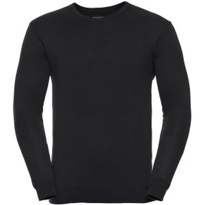 Russell Collection Heren Gebreid V Hals Sweatshirt (Zwart)