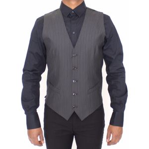 Dolce & Gabbana Heren Grijs Gestreept Wol Zijden Jurk Vest Gilet