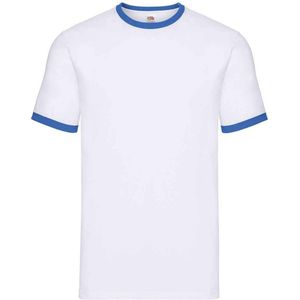 Fruit of the Loom Heren Ringer Contrast T-shirt (Wit/royaal blauw)