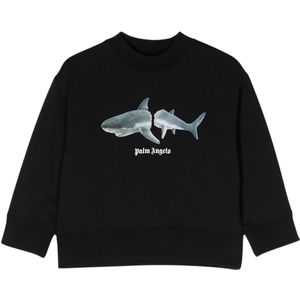 Palm Angels - Kids Shark-logo - Sweatshirt - Zwart - 100% Katoen