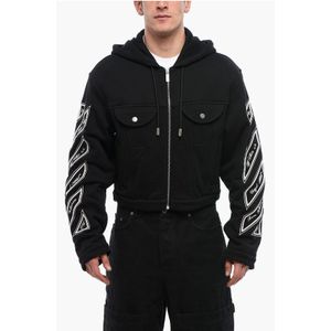 VARSITY DIAG hoodie met rits aan de voorkant en handige zakken in zwart