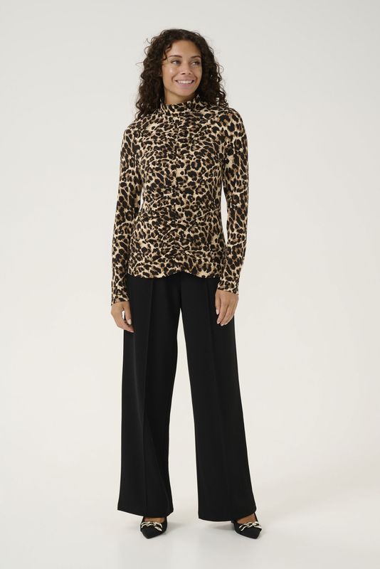 Cream - Luipaardprint Longsleeve T-shirt - Bruin - Dames