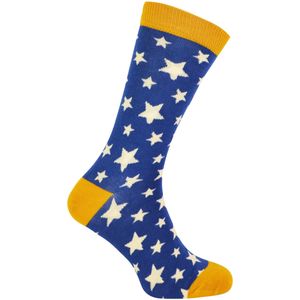 Mr Heron bamboesokken met nieuw patroon voor heren - Sterren (Marine)