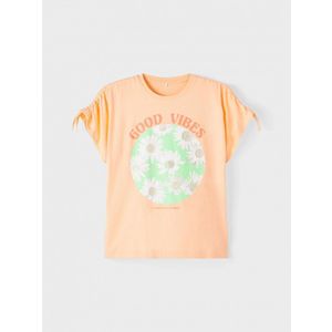 NAME IT KIDS T-shirt NKFFATIME Met Printopdruk Zachtoranje - Maat 11-12J / 146-152cm