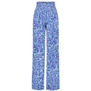 Fabienne Chapot high waist wide leg broek Palapa  met all over print blauw