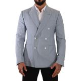 Dolce & Gabbana Heren Blauwe Katoenen Linnen Slim Fit Jas Colbert