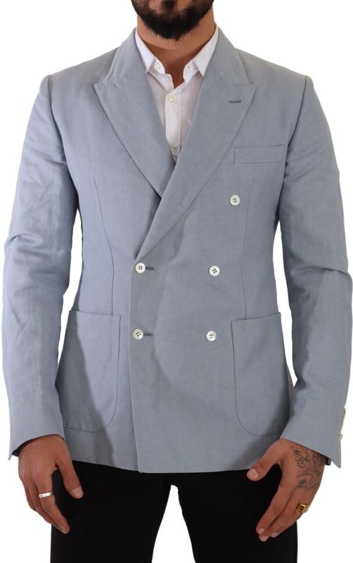 Dolce & Gabbana Heren Blauwe Katoenen Linnen Slim Fit Jas Colbert