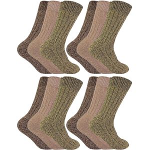 Sock Snob - 12 paar wollen laarzensokken voor heren - Bruin