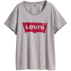 Levi's Plus Perfect Housemark Logo T-shirt - Grijs - Dames - Maat 50-52