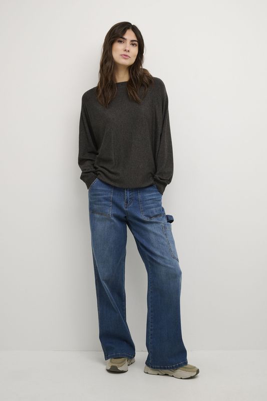 Gebreide Trui - Mélange - Knitwear - Boothals - Lange Mouw