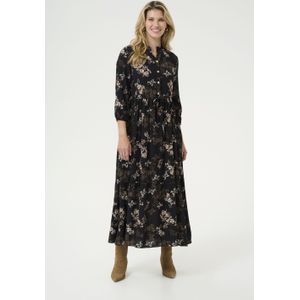 Jurk A-shape Black With Autumn Flowers black multi
