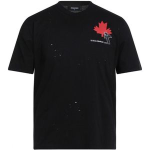 Dsquared2 Click Leaf Box Fit Black T-Shirt