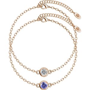 Geboortesteenarmbanden - Roségoud, kristal en paars