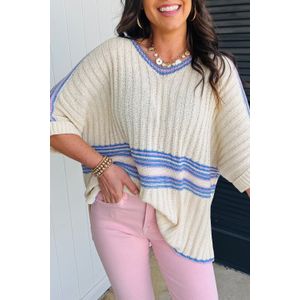 Gestreepte V-hals Gebreide Top
