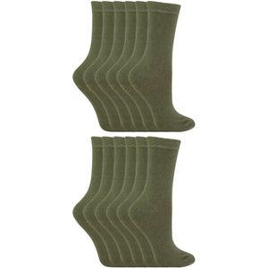 12 paar katoenen effen kleurrijke casual kindersokken - Khaki