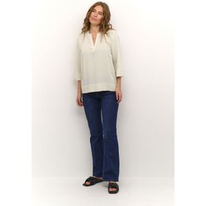 Blouse met lange mouwen Regular fit Light Sand Linen beige