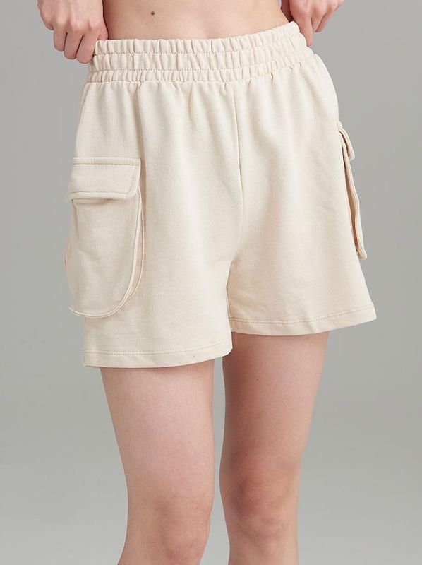 Short en coton peigné coupe décontractée avec poches